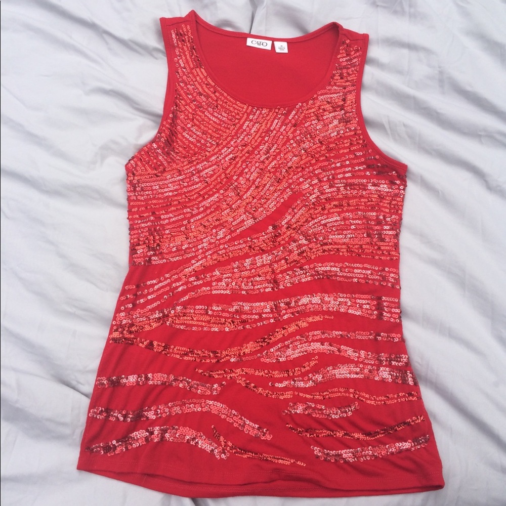 🔴 Red Sequined Party Top